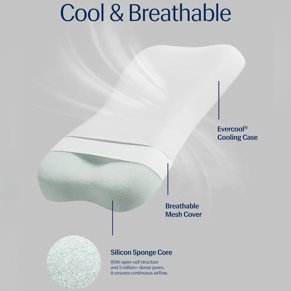 REST Evercool Cooling 1 PC Pillow Instant Cool-to-Touch WHITE HIGH 26x15.8x4.7 - Picture 3 of 7